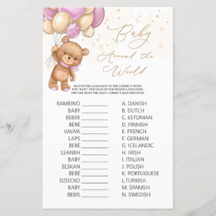 Lámina Bebé de globos rosados en todo el mundo