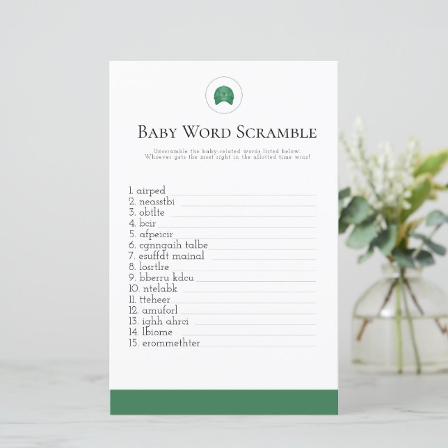 Lámina Bebé de golf verde palabra rayar bebé ducha (Anverso de pie)