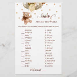 Lámina Bebé De Oso De Teddy En El Juego Mundial