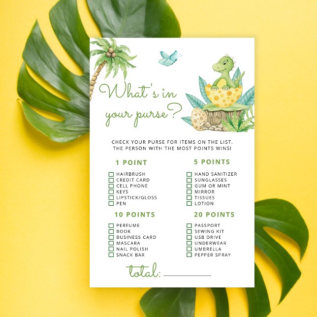 Lámina Bebé Dinosaurio ¿Qué hay en tu bolso? Juego para l (Subido por el creador)