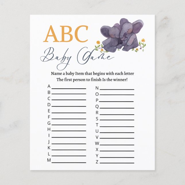 Lámina Bebé ducha ABC (Anverso)