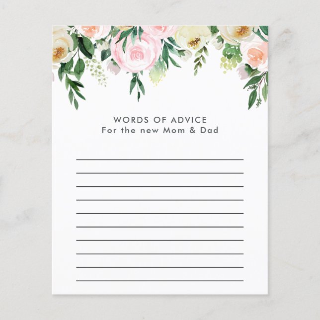 Lámina Bebé ducha acuarela juego floral (Anverso)