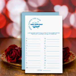 Lámina Bebé ducha azul acuarela Juego Estacionamiento