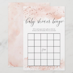 Lámina Bebé ducha bingo acuarela rosa dorado rosado