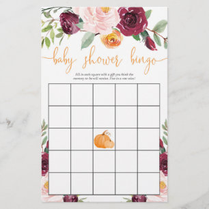 Lámina Bebé ducha bingo caída bebé ducha calabaza