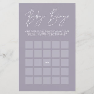 Lámina Bebé ducha bingo moderno lilac violeta