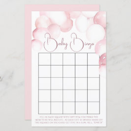 Lámina Bebé ducha Chica globos rosados juego de bingo arc