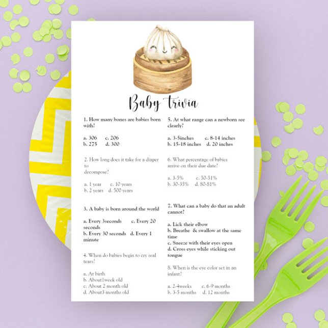 Lámina Bebé dumpling shower de bebé Trivia (Subido por el creador)