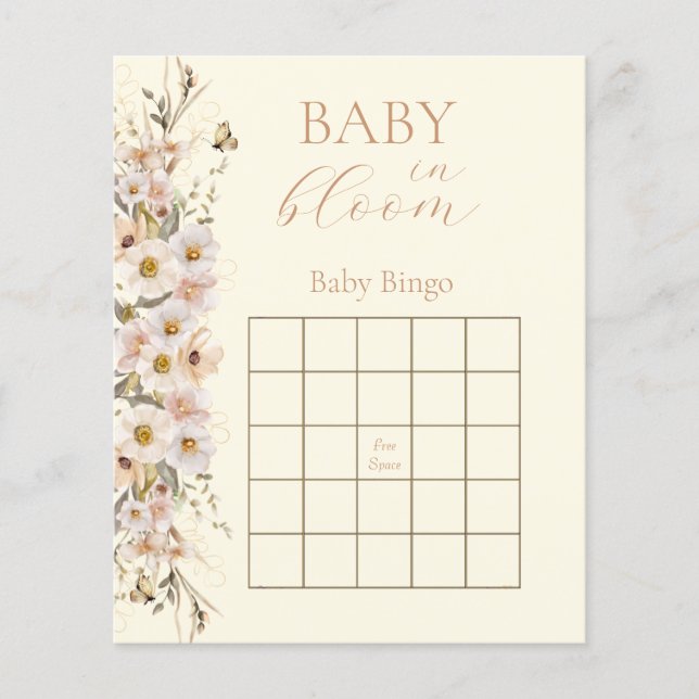 Lámina Bebé En Bloom Boho Juego De Baby Shower Neutral (Anverso)