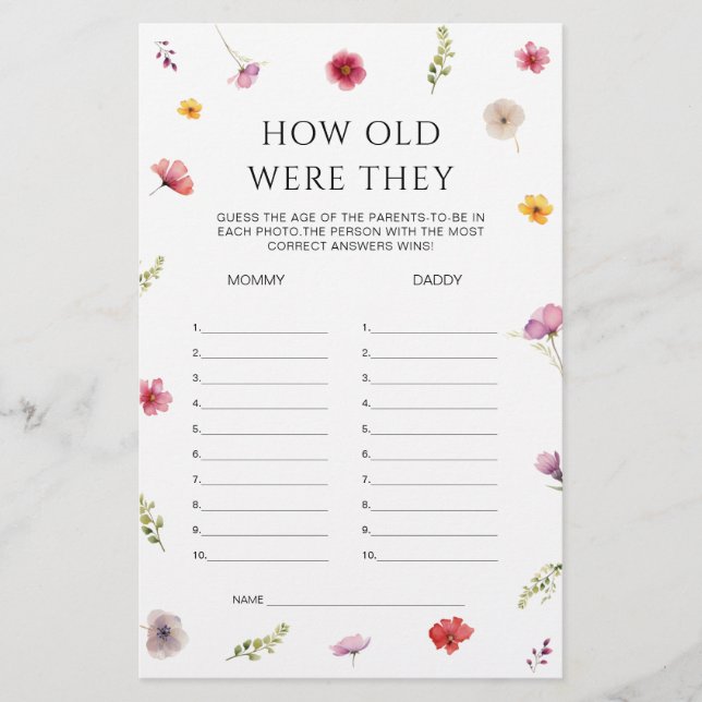 Lámina Bebé en Bloom Juego de Avenencia Baby Shower (Anverso)