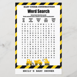 Lámina Bebé en construcción juego de Baby Shower IMPRESO