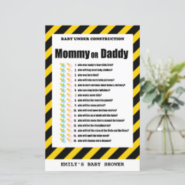 Lámina Bebé en construcción juego de Baby Shower IMPRESO