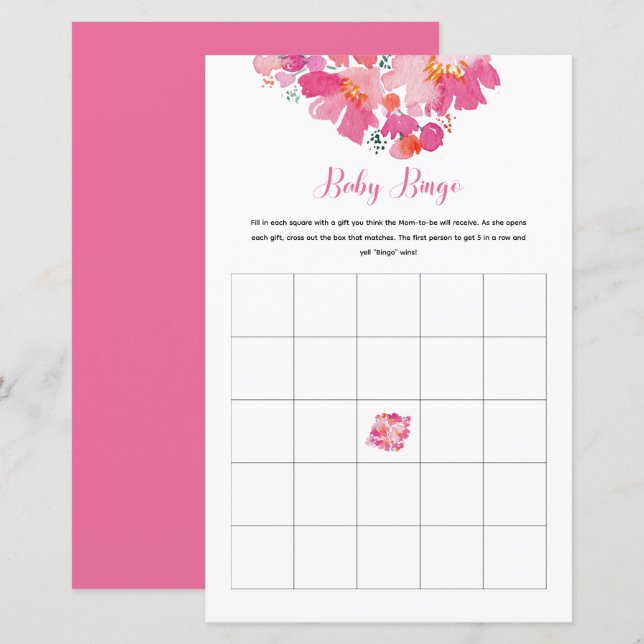 Lámina Bebé en la actividad de juego de Bingo Baby Shower (Anverso / Reverso)