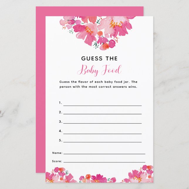 Lámina Bebé en la sangre Baby Shower supongo que el juego (Anverso / Reverso)