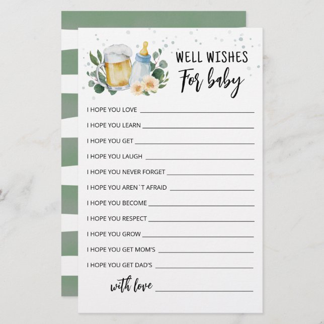 Lámina Bebé está preparando buenos deseos para el bebé (Anverso / Reverso)