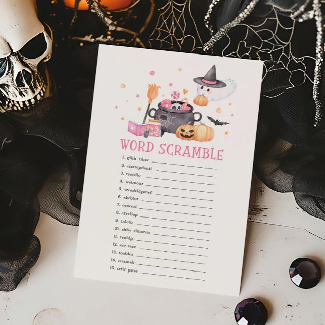 Lámina Bebé está preparando juego de palabras de hallowee (Baby is Brewing Baby Shower Word Scramble Game)