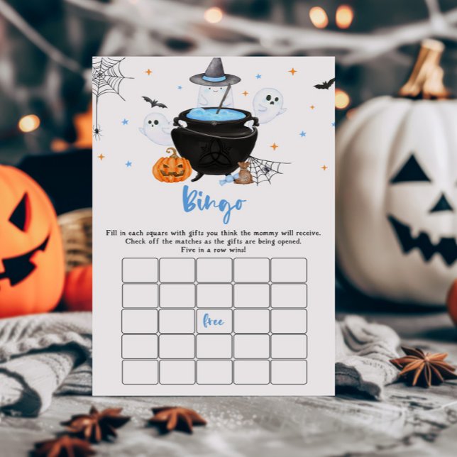 Lámina Bebé fantasma azul prepara juego de bingo de Baby  (Baby is Brewing Baby Shower Bingo Game)