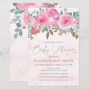 Lámina Bebé floral presupuestal en la invitación de Baby 