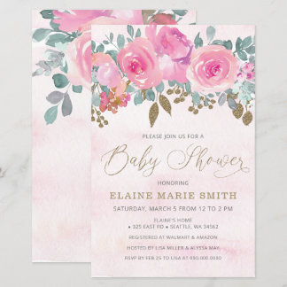 Lámina Bebé floral presupuestal en la invitación de Baby 