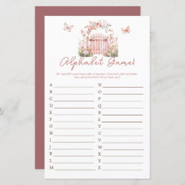 Lámina Bebé floral rosado en alfabeto de Baby Shower en f