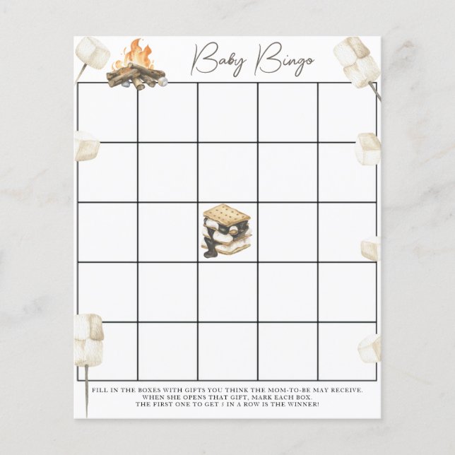 Lámina Bebé fogata ducha - Juego de bingo (Anverso)