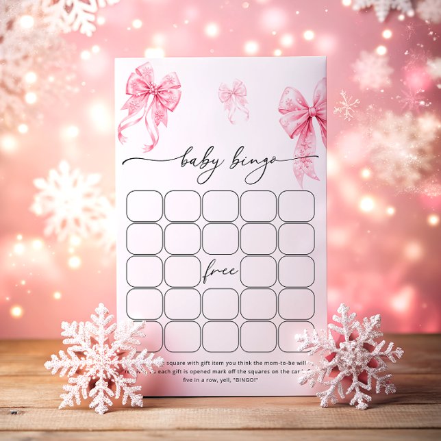 Lámina Bebé, frío fuera, bow rosado, juego de bingo para  (Subido por el creador)