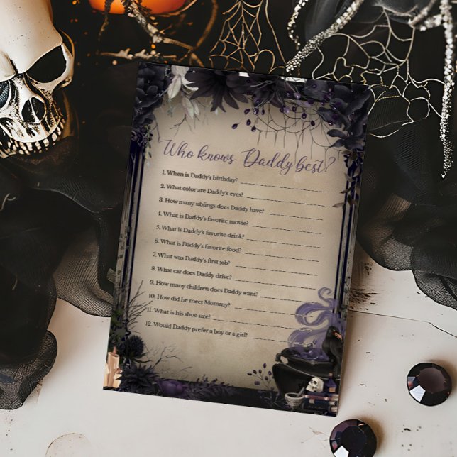 Lámina Bebé gótico se está preparando quién conoce a papá (A Baby is Brewing Baby Shower Who knows Daddy Best Game)