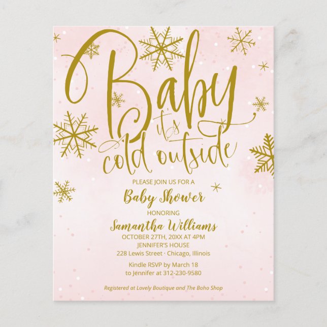 Lámina Bebé, hace frío fuera de la invitación de Baby Sho (Anverso)
