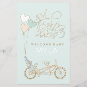 Lámina Bebé hace tres bici tándem con personalizado de as
