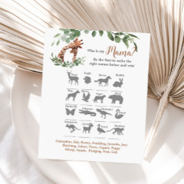 Lámina Bebé jirafa ducha de bebé Quién es mi mamá juego