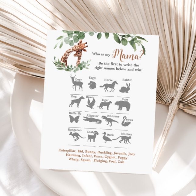 Lámina Bebé jirafa ducha de bebé Quién es mi mamá juego (Subido por el creador)