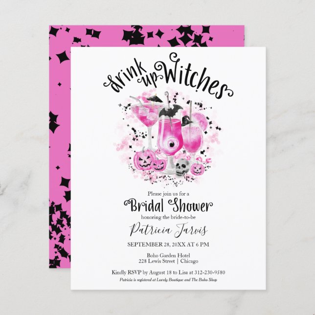Lámina Bebe las brujas Bridal Shower Budget Invitaciones (Anverso / Reverso)