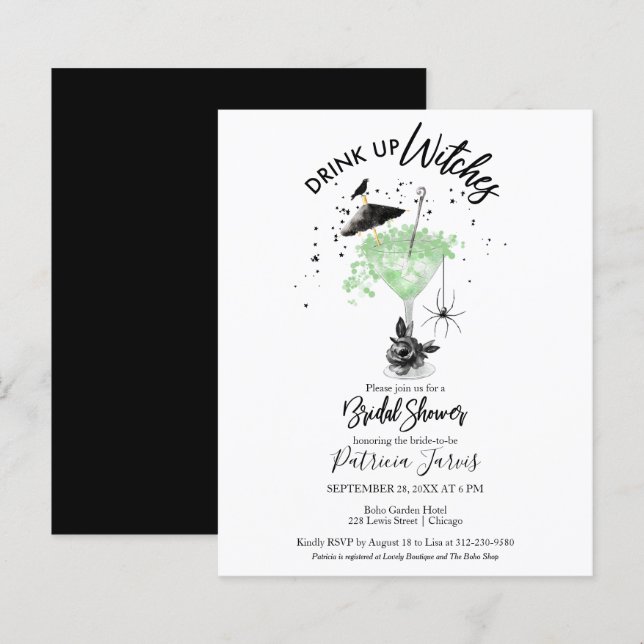 Lámina Bebe las brujas Bridal Shower Budget Invitaciones (Anverso / Reverso)
