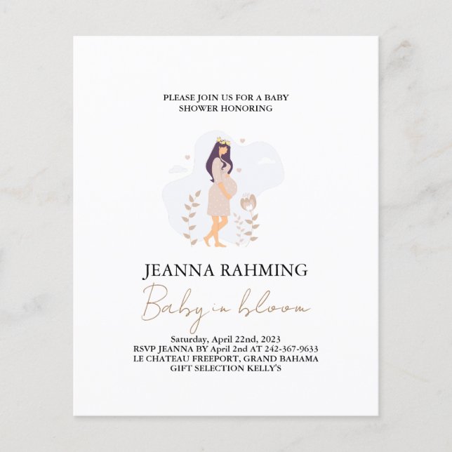 Lámina Bebé lindo en la invitación de Baby Shower en flor (Anverso)