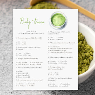 Lámina Bebé Matcha shower - Juego de Trivia de Bebé