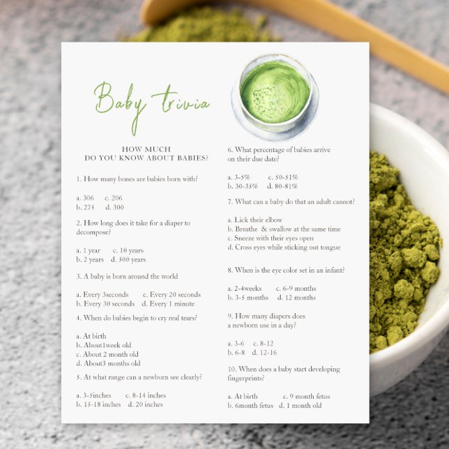 Lámina Bebé Matcha shower - Juego de Trivia de Bebé (Subido por el creador)