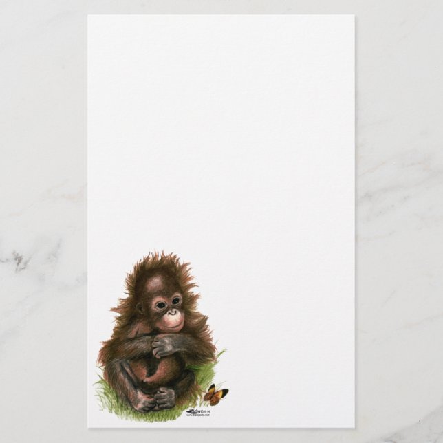 Lámina Bebé orangután y mariposa (Anverso)