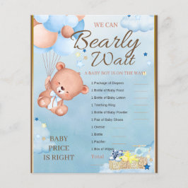Lámina Bebé Oso Juego para Baby Shower de Niño
