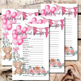 Lámina Bebé Palabra Scramble Chica Dulce Globo Eucalipto