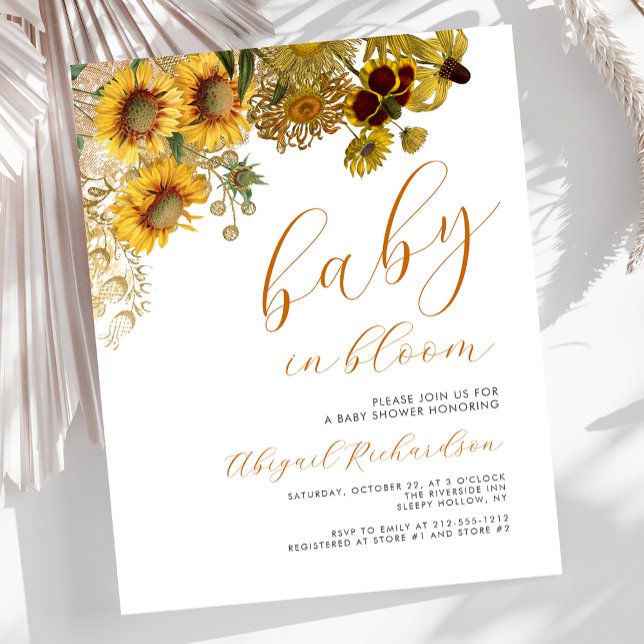 Lámina Bebé presupuestal en Baby Shower floral de girasol (Subido por el creador)