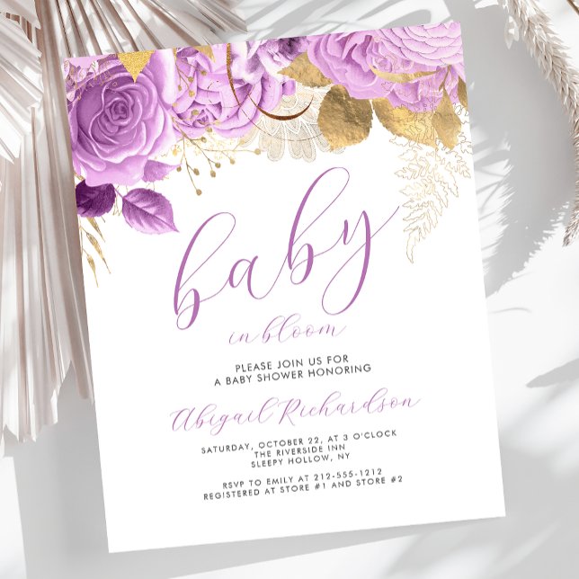 Lámina Bebé presupuestal en Bloom Lilac Floral Baby Showe (Subido por el creador)