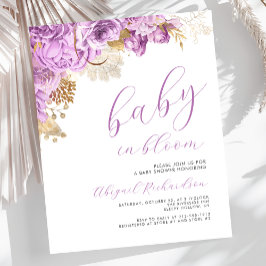 Lámina Bebé presupuestal en Bloom Lilac Floral Baby Showe