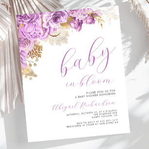 Lámina Bebé presupuestal en Bloom Lilac Floral Baby Showe