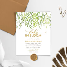 Bebé presupuestal en la invitación verde a Baby Sh