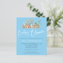 Lámina Bebé Presupuestario En Bloom Boho Azul Invitación