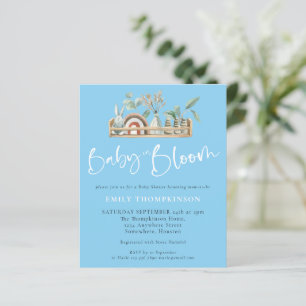 Lámina Bebé Presupuestario En Bloom Boho Azul Invitación