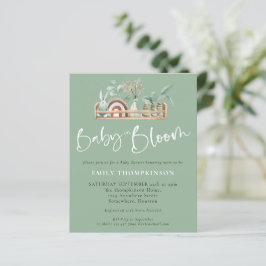 Lámina Bebé Presupuestario En Bloom Boho Sage Invitación