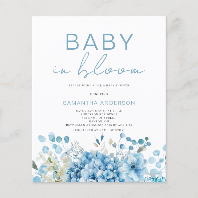 Lámina Bebé Presupuestario En Invitación Baby Shower De B (Anverso)