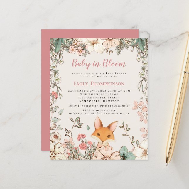 Lámina Bebé Presupuestario En La Invitación De Baby Showe (Anverso/Reverso In Situ)