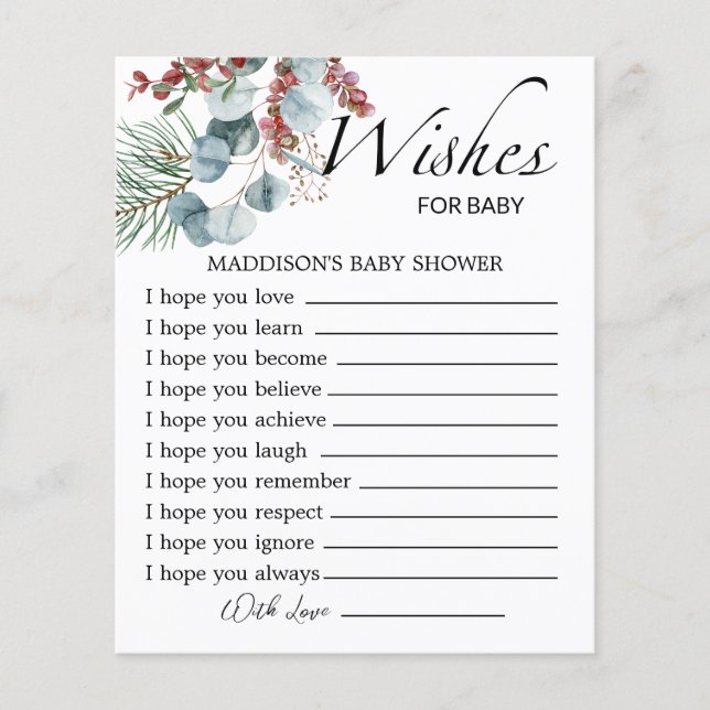 Lámina Bebé verde hace frío afuera deseando un bebé (Anverso)